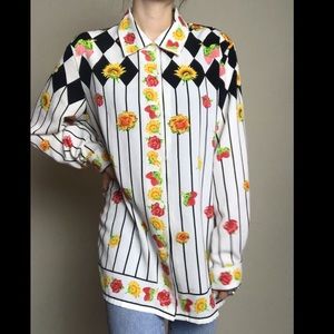 ELEGANCIA FLORAL CHECKERED BUTTON UP SHIRT